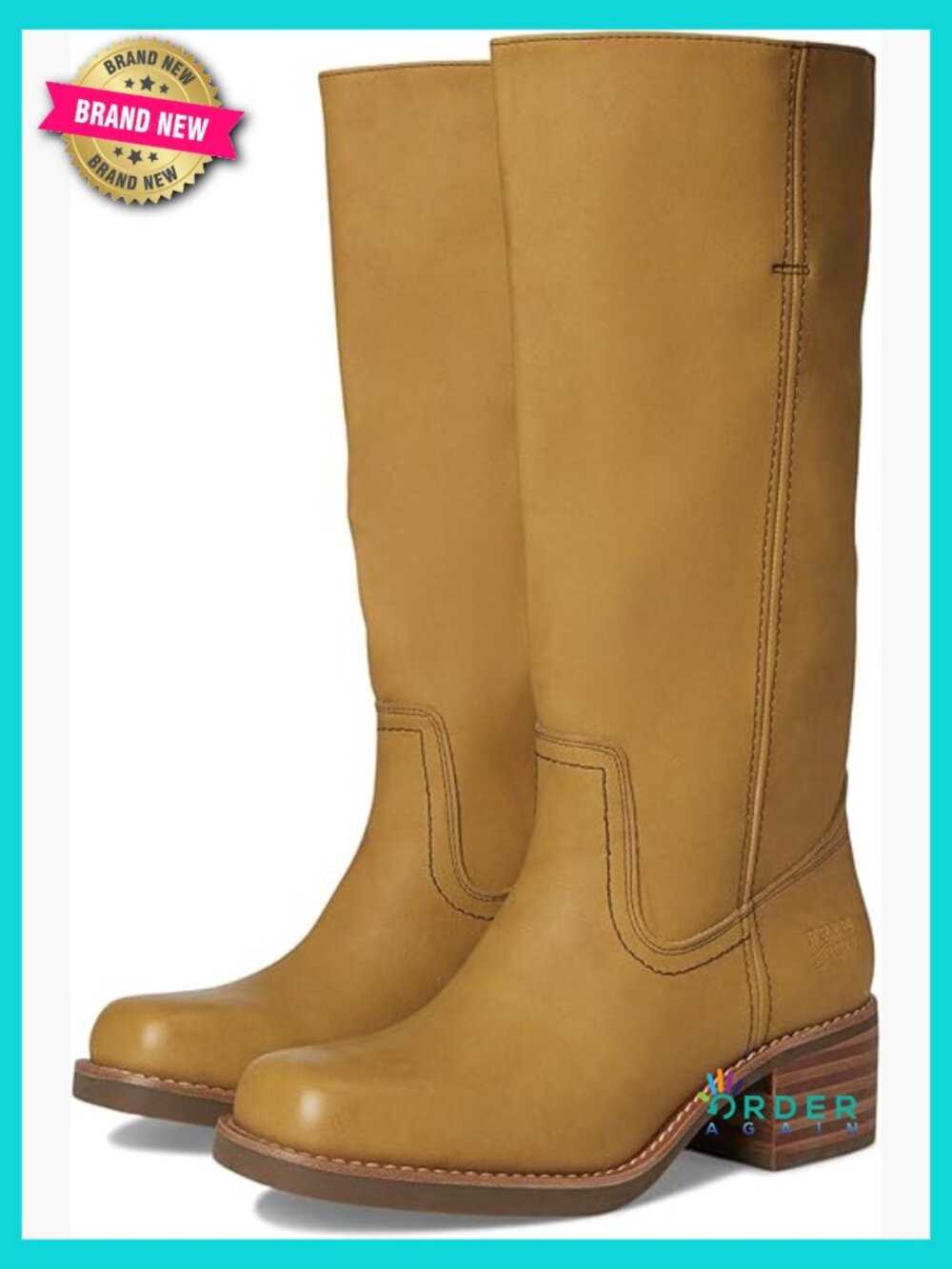 Calf High Square Toe Block Heel Boots Pull On Equestrian Style Comfort PU